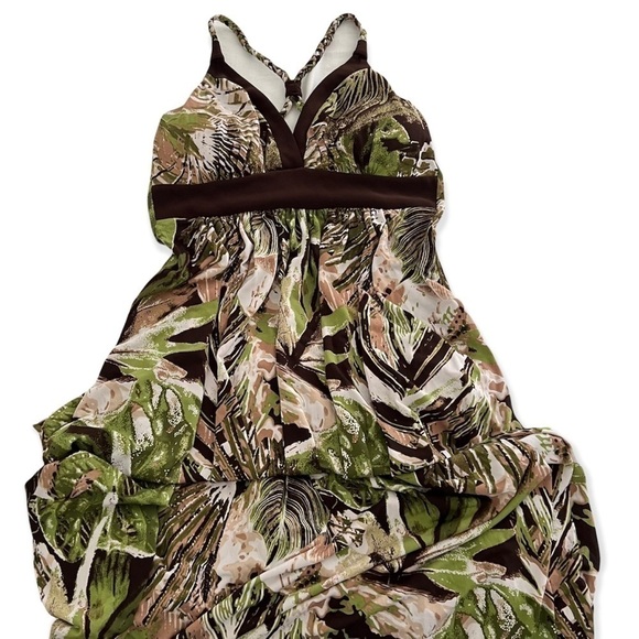 Linda Segal Tropical Print Braided Racerback Maxi Dress. Size XS - Picture 7 of 13